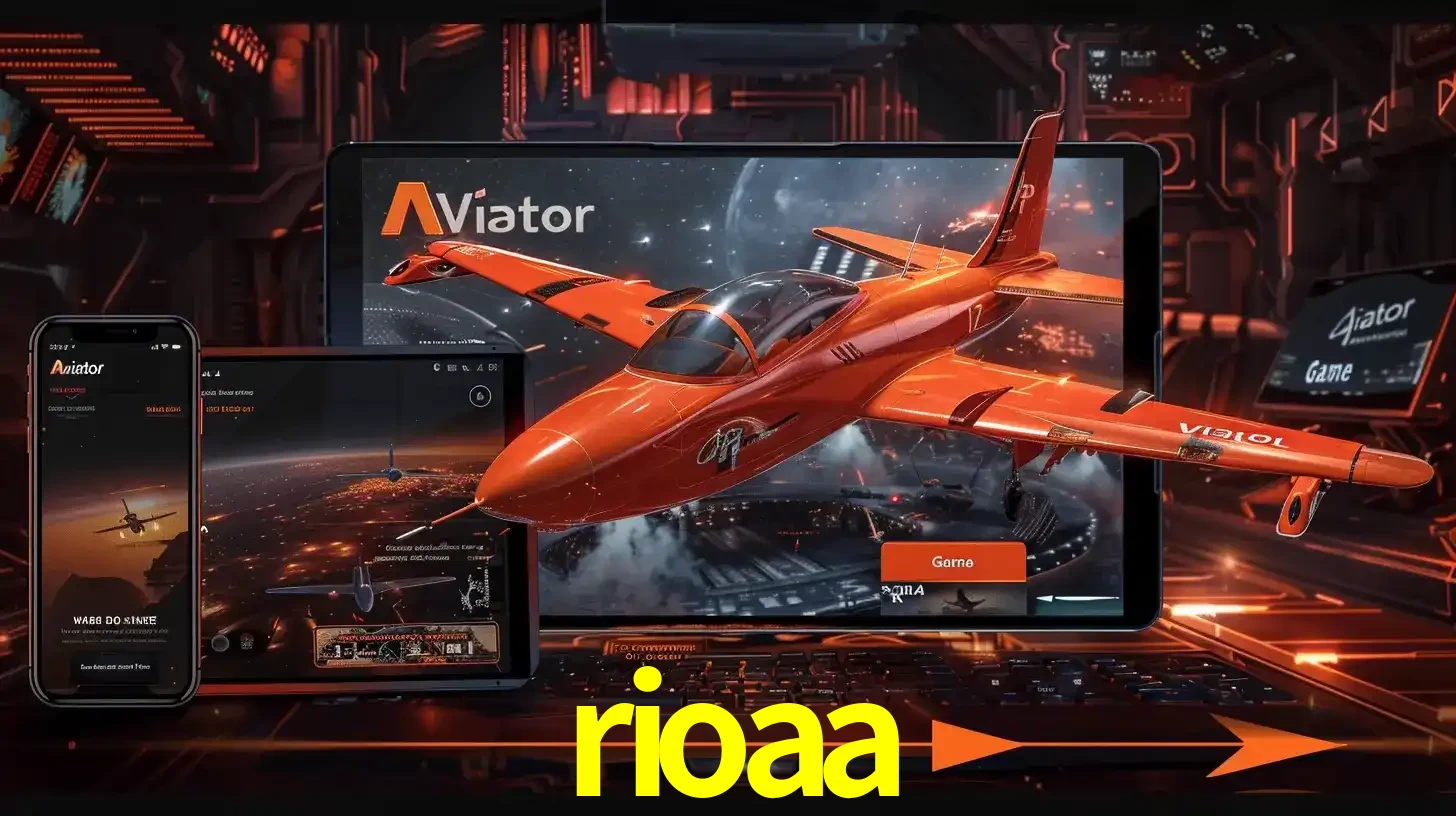 Apresentação tecnológica do jogo Aviator com um avião saindo da tela de um tablet, demonstrando a experiência imersiva em múltiplos dispositivos no rioaa.