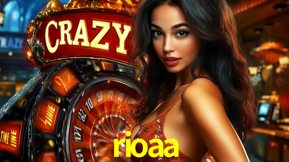 Mulher glamourosa olhando para a câmera com a roda vermelha do Crazy Time ao fundo em um ambiente de cassino, destacando a emoção dos jogos ao vivo no rioaa.