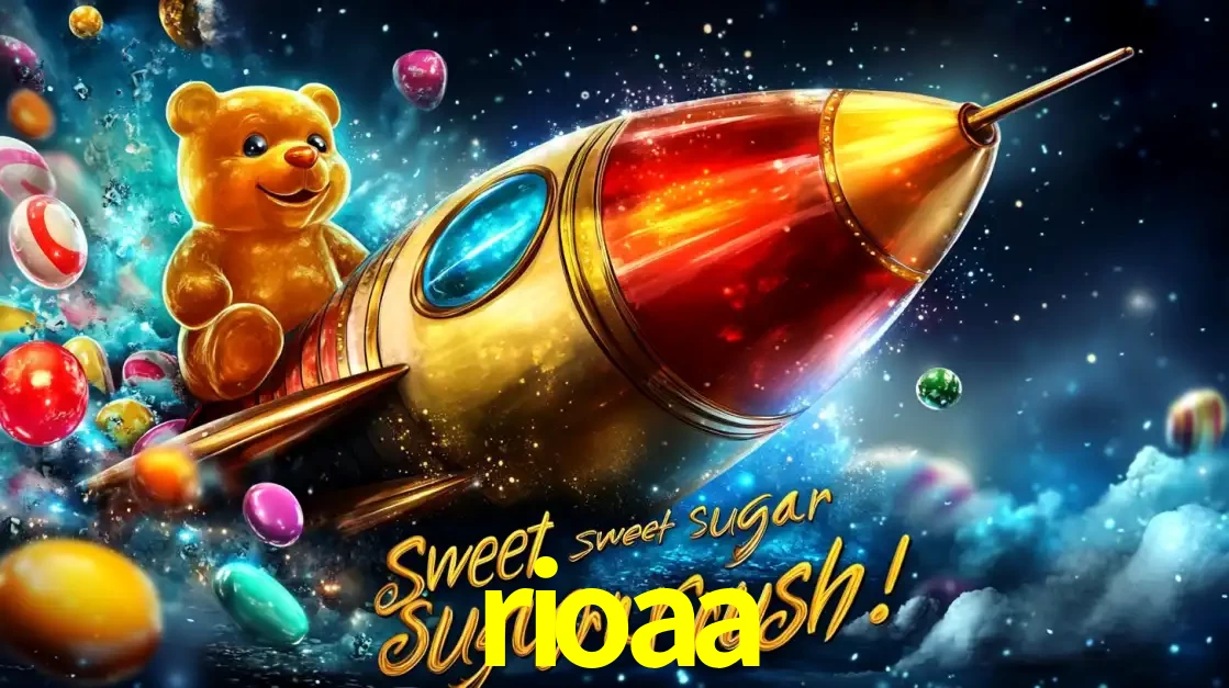 Arte promocional do jogo de slot Sugar Rush, com um urso de pelúcia em um foguete viajando pelo espaço de doces, um dos jogos divertidos disponíveis no cassino rioaa.